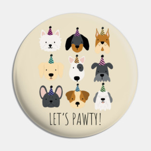 Let’s Pawty Dog Party Hats Pin