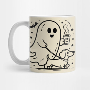 Cute Halloween Ghost Walking Dog – Spooky Season Coffee Lover Fall Design Mug