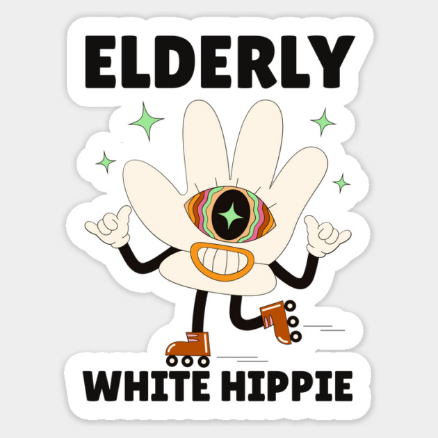 Elderly White Hippie Sticker by The WYLD Tribe