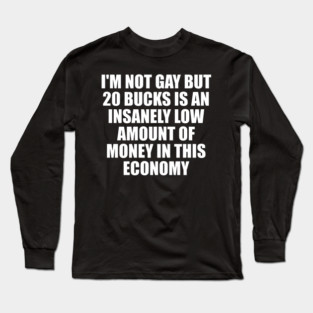 I'm Not Gay But 20 Bucks Is An Insanely Low Amount Of Money In This Economy Long Sleeve T-Shirt
