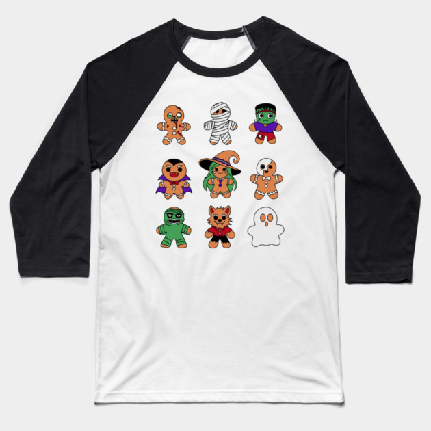 Classic Monsters Gingerbread Men Baseball T-Shirt by H. R. Sinclair