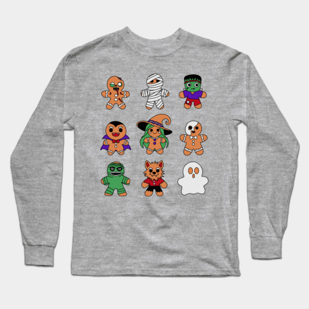 Classic Monsters Gingerbread Men Long Sleeve T-Shirt by H. R. Sinclair