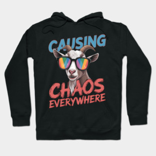 Causing Chaos Everywhere Funny Goat Hoodie
