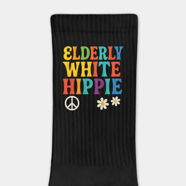 Elderly White Hippie — Retro Groovy Rainbow Lettering by ArtistTee ⭐⭐⭐⭐⭐