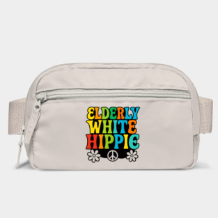 Elderly White Hippie – Groovy 60s Rainbow Typography Bag