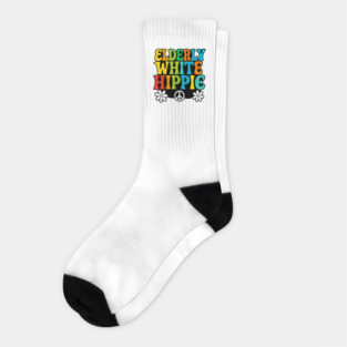 Elderly White Hippie – Groovy 60s Rainbow Typography Socks
