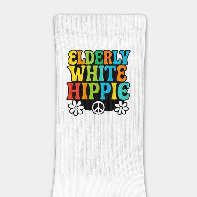 Elderly White Hippie – Groovy 60s Rainbow Typography by ArtistTee ⭐⭐⭐⭐⭐