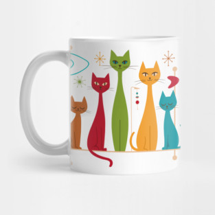 Retro Mid-Century Modern Cats 50s 60s Style Mug