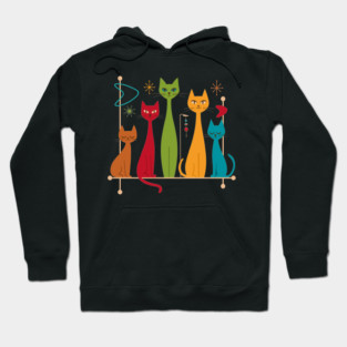 Retro Mid-Century Modern Cats 50s 60s Style Hoodie