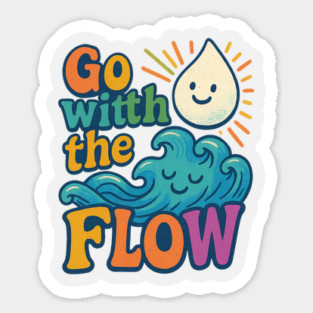 Go With the Flow Retro Kawaii Wave & Water Drop Tee Magnet