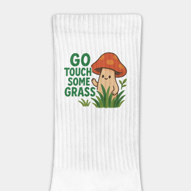 Go Touch Some Grass  Kawaii Mushroom Nature Tee by Anne Lee