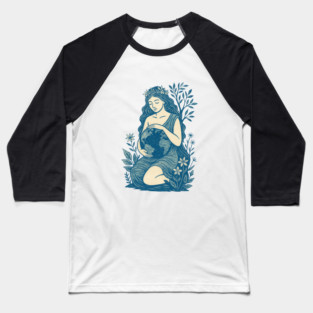 Blue Gaia Mother Goddess Earth Nature Spiritual Feminine Design Baseball T-Shirt