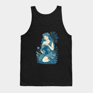Blue Gaia Mother Goddess Earth Nature Spiritual Feminine Design Tank Top