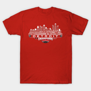Detroit Dream Team Hockey Stanley Champions 2002 Cup Detroit City Skyline T-Shirt