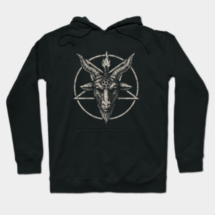 Baphomet Goat Head with Pentagram – Occult Symbol Satanic Art Design Hoodie