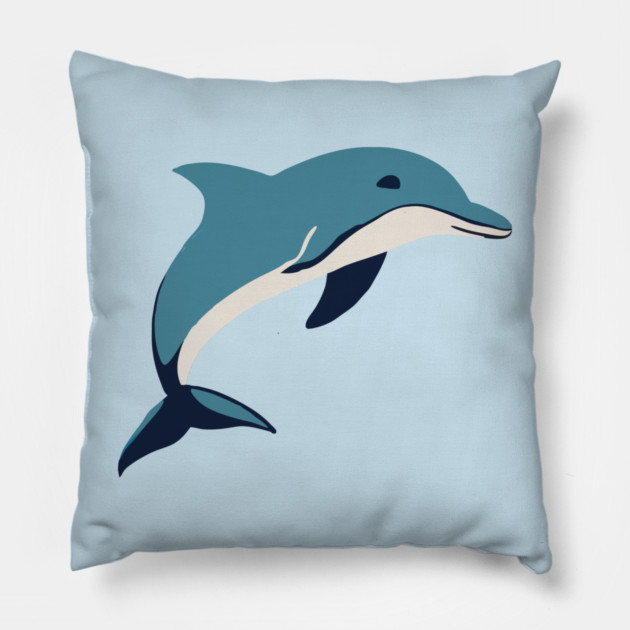 Minimalist Dolphin – Ocean Lover & Beach Gift Pillow by DonWillisJrArt