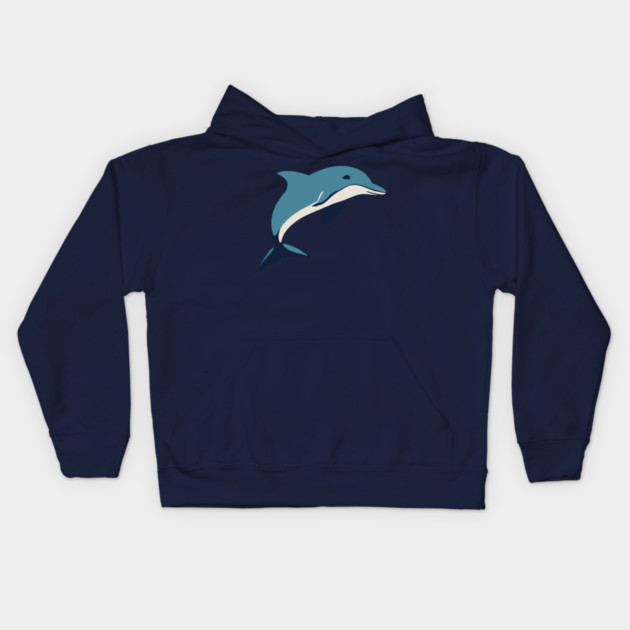 Minimalist Dolphin – Ocean Lover & Beach Gift Kids Hoodie by DonWillisJrArt