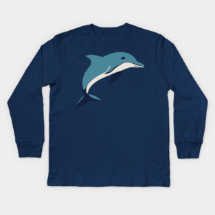 Minimalist Dolphin – Ocean Lover & Beach Gift Kids Long Sleeve T-Shirt