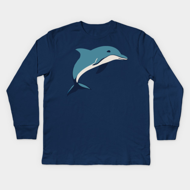 Minimalist Dolphin – Ocean Lover & Beach Gift Kids Long Sleeve T-Shirt by DonWillisJrArt