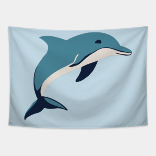 Minimalist Dolphin – Ocean Lover & Beach Gift Tapestry