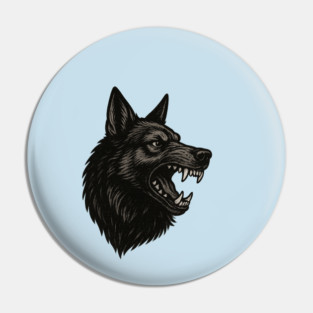 Growling wolf Pin