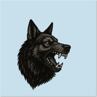 Growling wolf Posters and Art