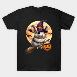 Funny Chinchilla Witch Hat Pumpkin Halloween Costume Chinchilla Lover T-Shirt