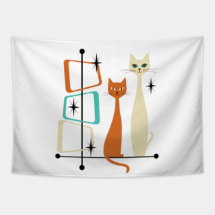 Retro Mid-Century Modern Cats 50s 60s Style Tapestry