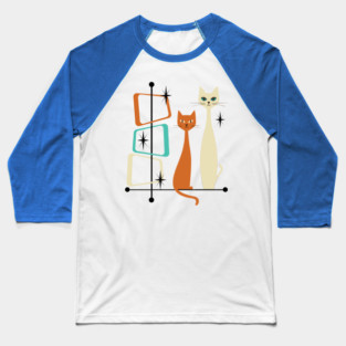 Retro Mid-Century Modern Cats 50s 60s Style Baseball T-Shirt