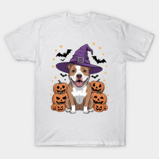 Halloween Pitbull Dog Pumpkin T-Shirt