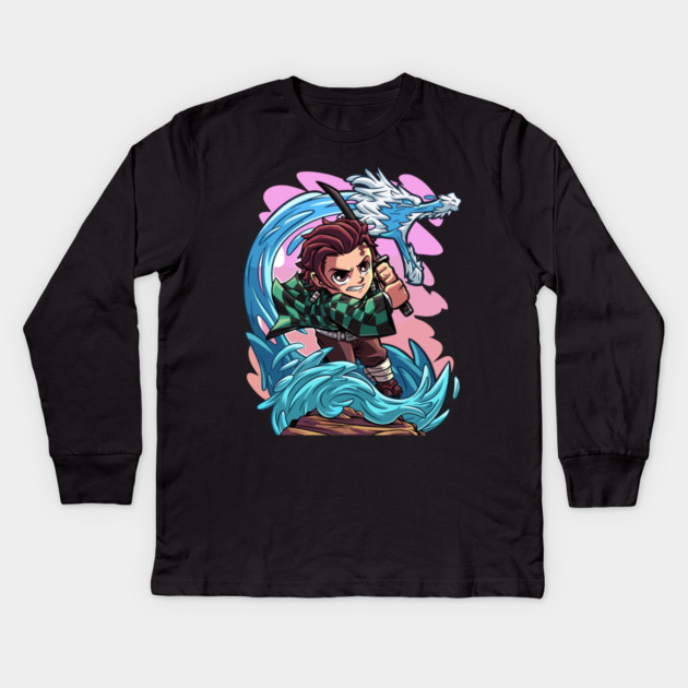 Chibi Tanjiro Water Style - Demon Slayer Kids Long Sleeve T-Shirt by Otaku Vibes