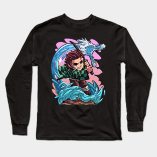 Chibi Tanjiro Water Style - Demon Slayer Long Sleeve T-Shirt