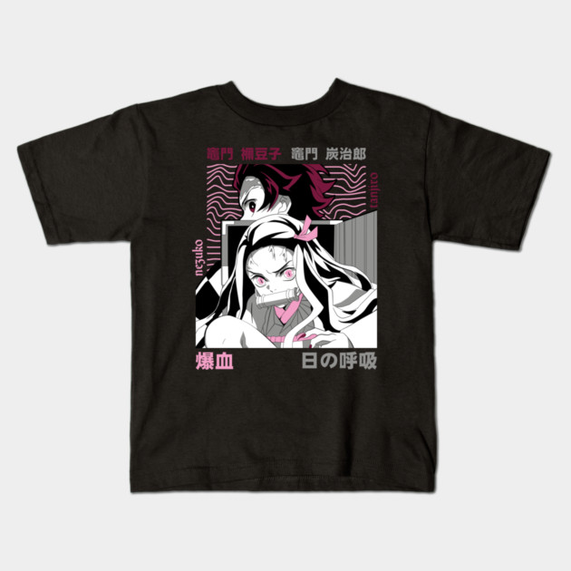 Demon Slayer Tanjiro And Nezuko Art Kids T-Shirt by Otaku Vibes