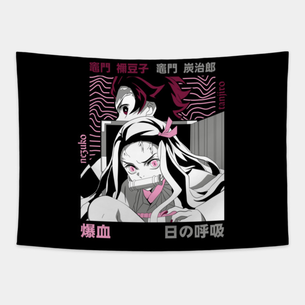 Demon Slayer Tanjiro And Nezuko Art Tapestry by Otaku Vibes