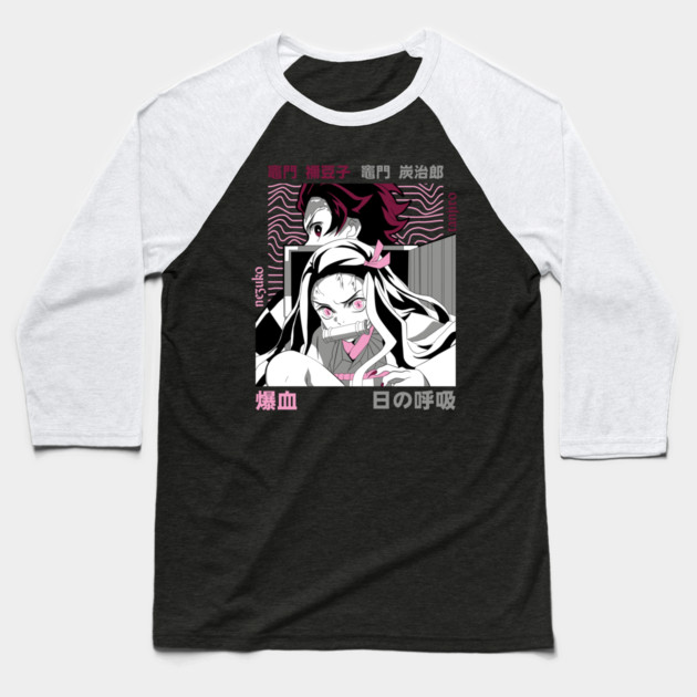 Demon Slayer Tanjiro And Nezuko Art Baseball T-Shirt by Otaku Vibes