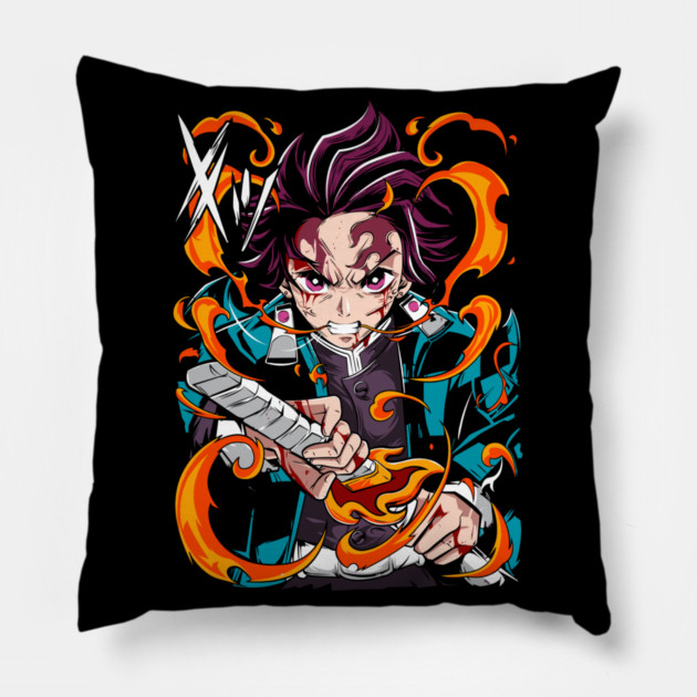 Demon Slayer Tanjiro Kamado Breathing Stance Pillow by Otaku Vibes