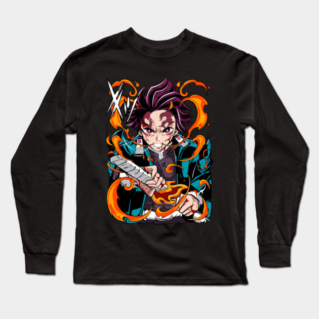 Demon Slayer Tanjiro Kamado Breathing Stance Long Sleeve T-Shirt by Otaku Vibes