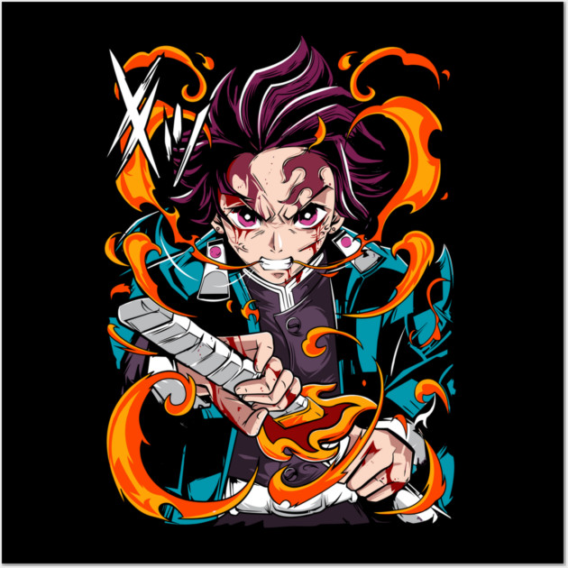 Demon Slayer Tanjiro Kamado Breathing Stance Wall Art by Otaku Vibes