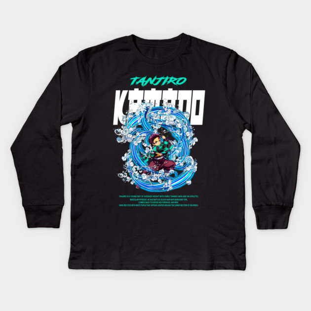 Demon Slayer Tanjiro Kamado Water Breathing Kids Long Sleeve T-Shirt by Otaku Vibes
