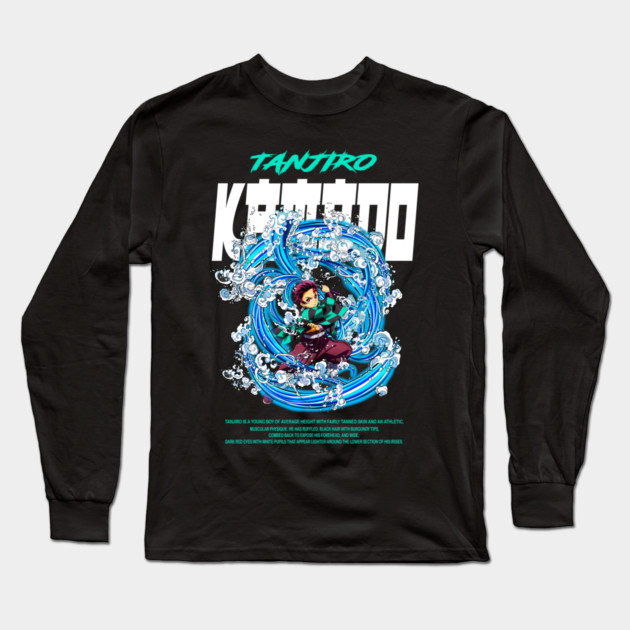 Demon Slayer Tanjiro Kamado Water Breathing Long Sleeve T-Shirt by Otaku Vibes