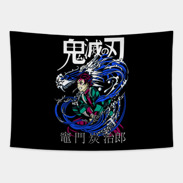 Tanjiro Kamado Water Breathing - Demon Slayer Tapestry by Otaku Vibes