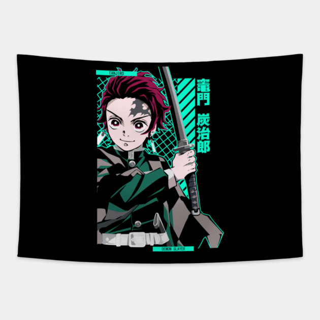 Demon Slayer Tanjiro Classic Style Pose Tapestry by Otaku Vibes