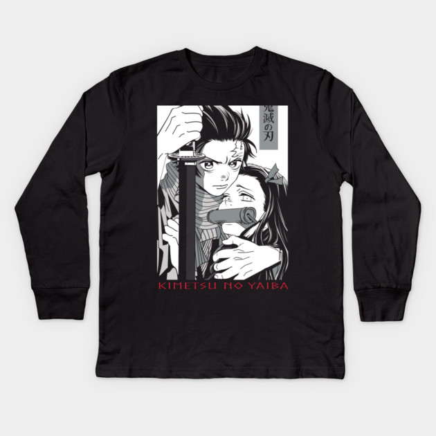 Tanjiro and Nezuko Art - Demon Slayer Kids Long Sleeve T-Shirt by Otaku Vibes