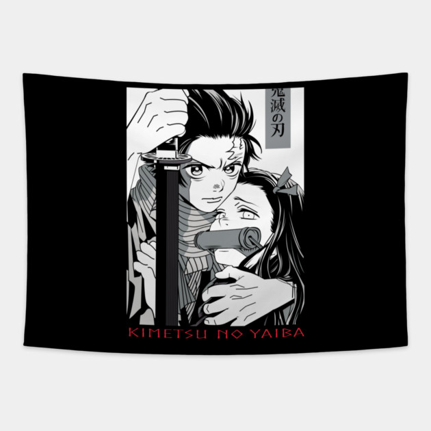 Tanjiro and Nezuko Art - Demon Slayer Tapestry by Otaku Vibes