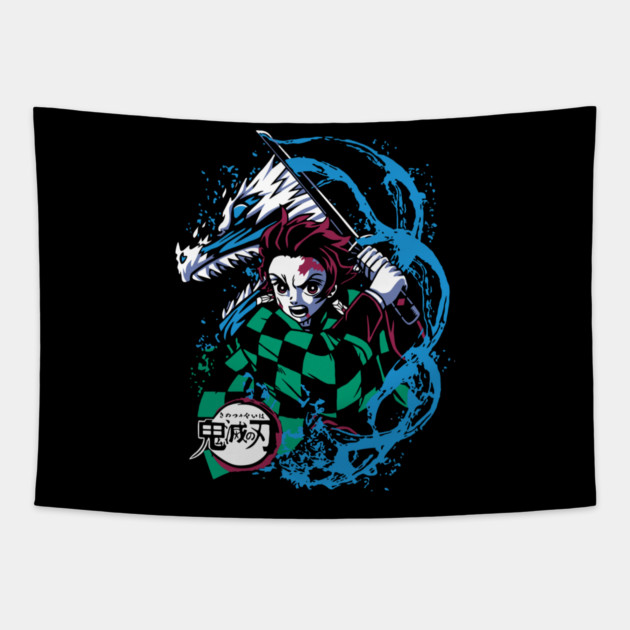 Tanjiro Kamado Water Breathing - Kimetsu no Yaiba Tapestry by Otaku Vibes