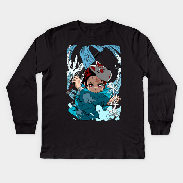 Tanjiro Kamado water Breathing Style Kids Long Sleeve T-Shirt by Otaku Vibes