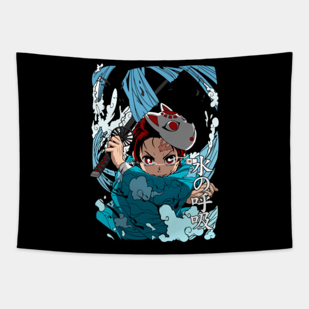 Tanjiro Kamado water Breathing Style Tapestry by Otaku Vibes