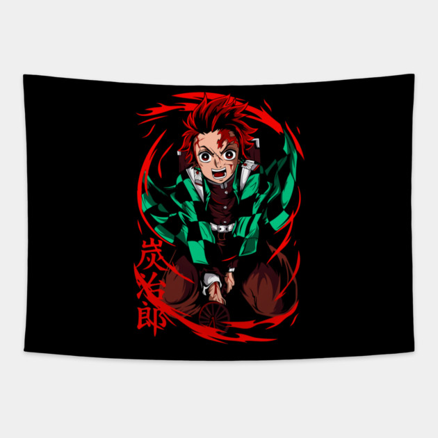 Tanjiro Sun Breathing Form - Demon Slayer Tapestry by Otaku Vibes