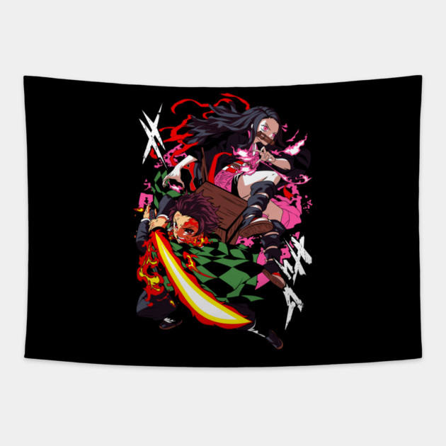 Tanjiro And Nezuko - Demon Slayer Tapestry by Otaku Vibes