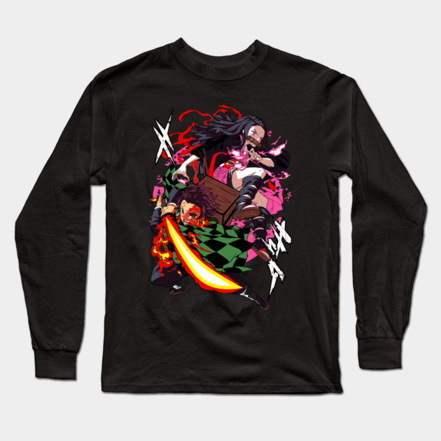 Tanjiro And Nezuko - Demon Slayer Long Sleeve T-Shirt by Otaku Vibes